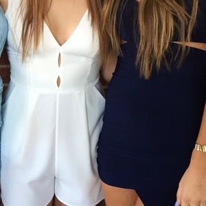 White romper with v